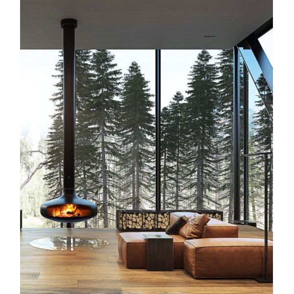 60m2 Suspended Wood Fireplace 0.6m Ceiling Mounted Fireplace