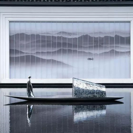 Yard Outdoor Metal Statue Stainless Steel Handmade Boat Sculptures