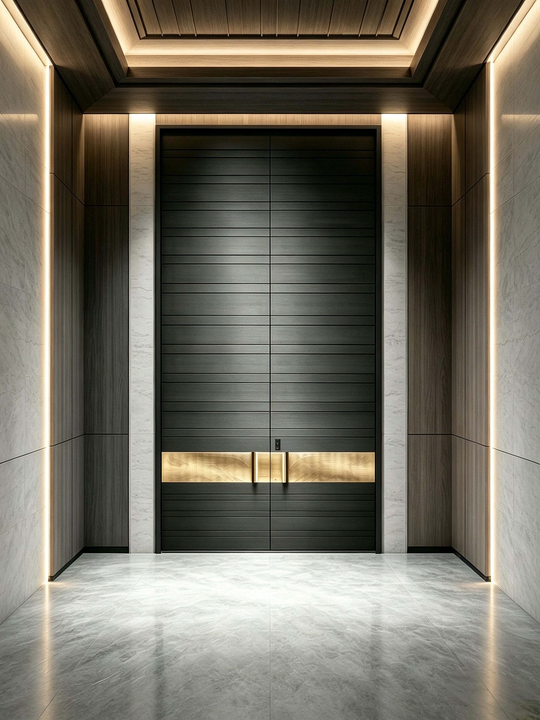 Modern Minimalist T6-T5 Aviation-grade Aluminum Alloy Entrance Door with 304 Stainless Steel Hardware and Electric Switch/Remote Control