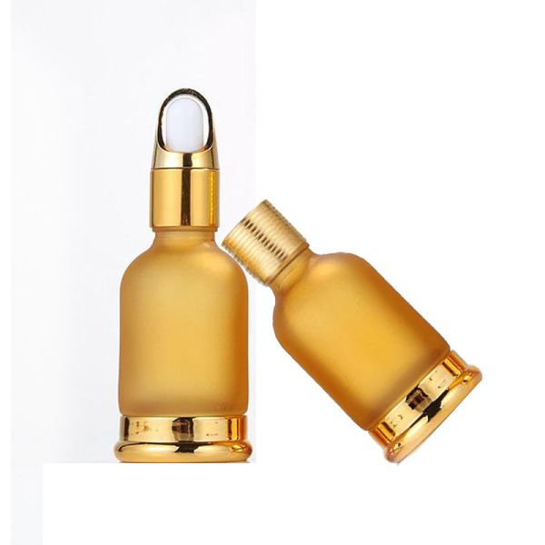 Роскошная округлая форма бутылки эфирного масла матированного стекла капельницы золота