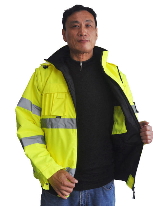 куртки Ворквеар зимы Вис краткости безопасности 300Д Оксфорда Хи с отделяемыми рукавами