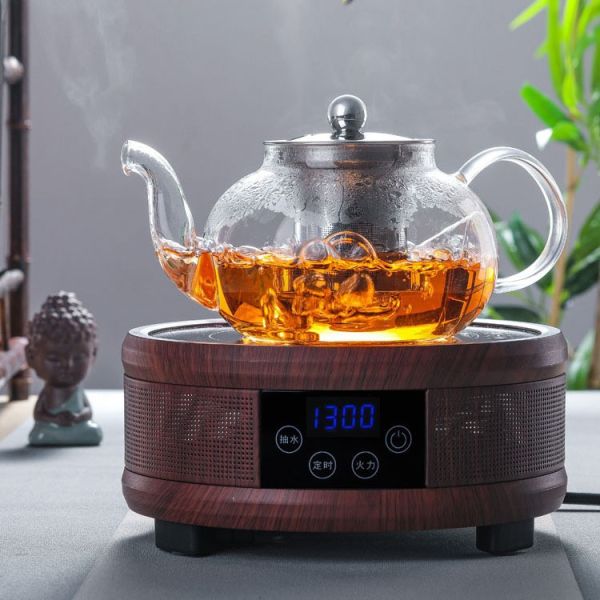Dishwasher Safe Borosilicate Glass Tea Kettle Teapot 800ml With Metal Infuser And Lid