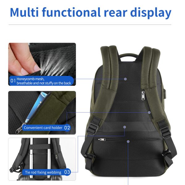 T-B3906 RFID Black Softback Waterproof Laptop Travel Backpack