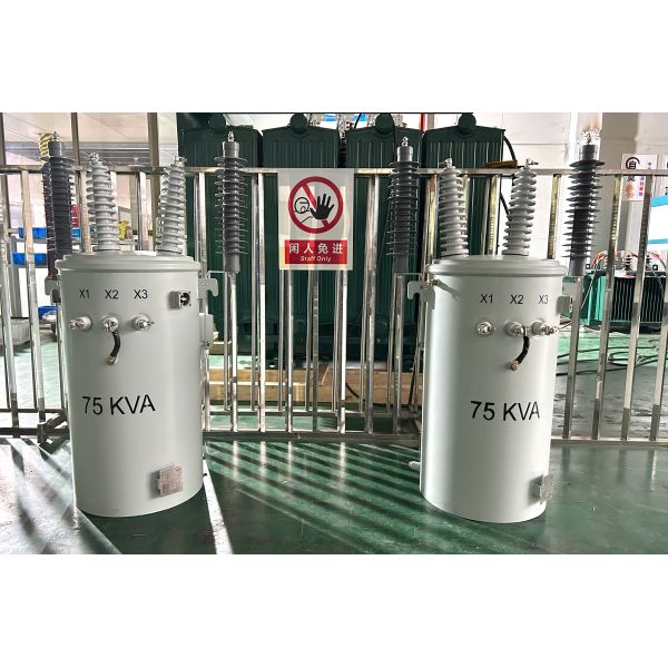 Transformateur de puissance électrique de 75kva monté sur un poteau, transformateur à huile immergé 22860V