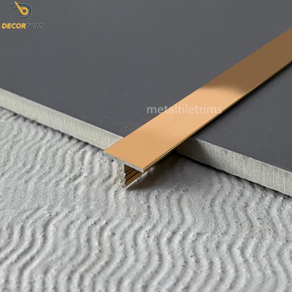 Aluminium Edging Profile T Shaped Transition Strip Rose Gold