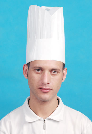 Haixin Restaurant Caps High Quality Disposable Paper Nonwoven Cooking Hair Kitchen Chef Forage Hats with Red Line Customized