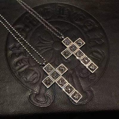 925 Sterling Silver Seven-Element Cross Necklace with 65cm Length and Two Chain Options