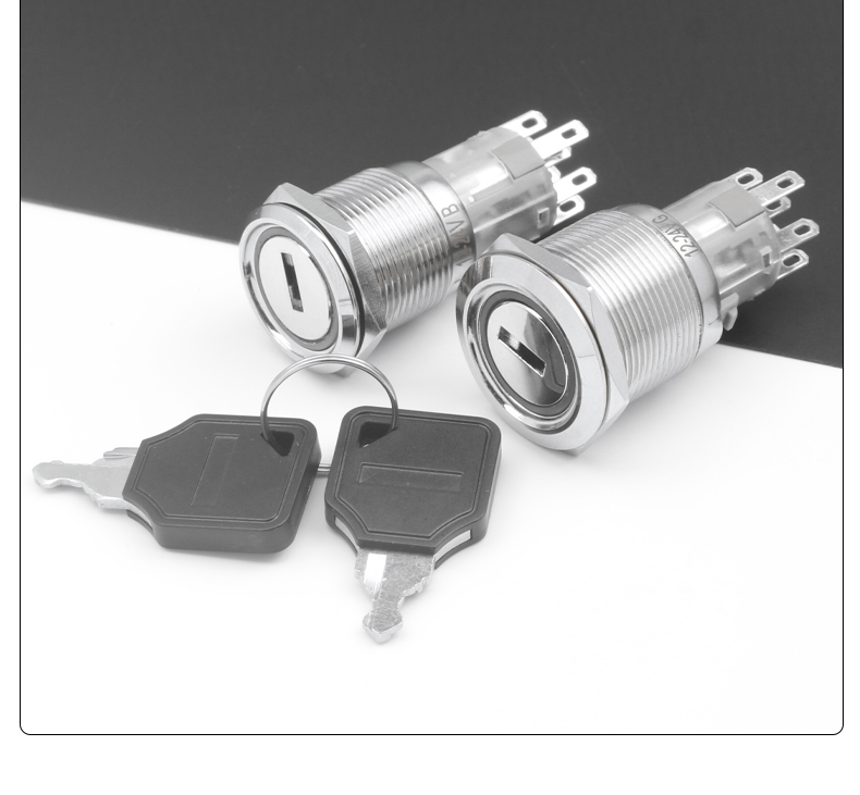 YZ-YSN-D Metal Key/knob IP65 Home Appliance Switch 16/19/22mm Self-Locking 1NO1NC/2NO2NC 220VAC Ring Illuminated LED 2/3