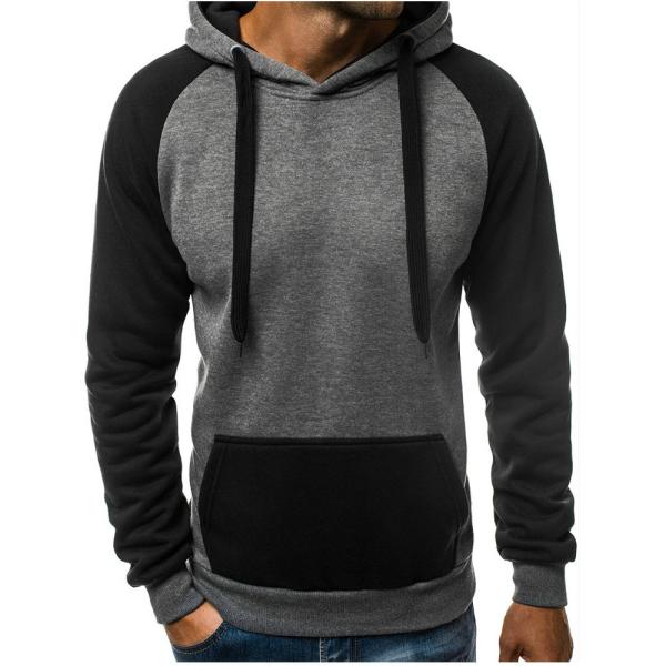 Winter Long Sleeve 60 Cotton 40 Acrylic Hooded Standard Color Block Pocket Slim Men'S Sweater