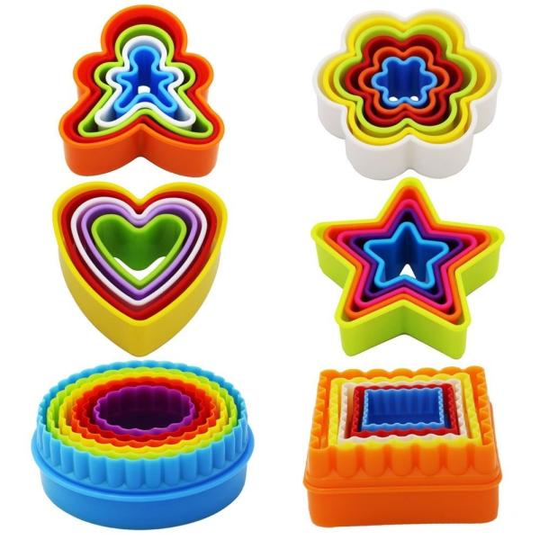 Plastic Multi-size set of 6 Multi-color Two-sided Round Cookie Biscuit Sandwich Fondant Cutter Set