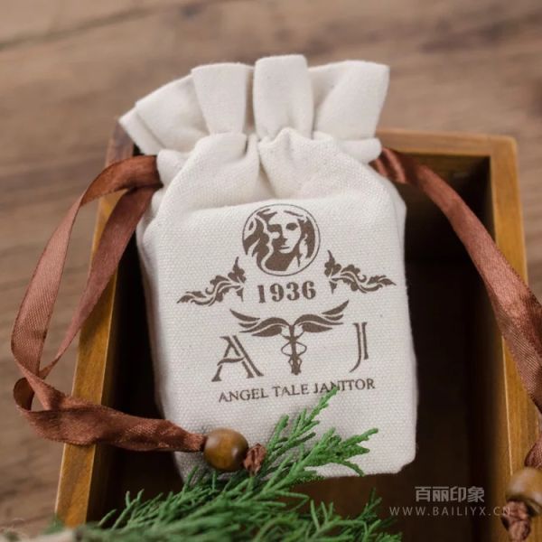 Washable Logo Calico Drawstring Bags Silk Screen Printing Hot Stamping