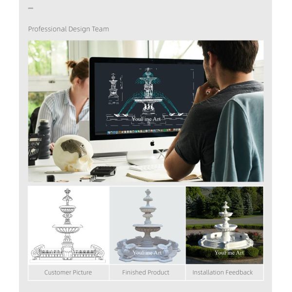 Outdoor Hand Carved White Marble Angel Statue Water Fountain