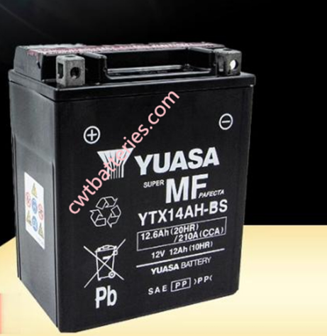 Aftermarket Yuasa YTX14AH-BS Motorbike Lithium Battery 12V 12Ah 10HR