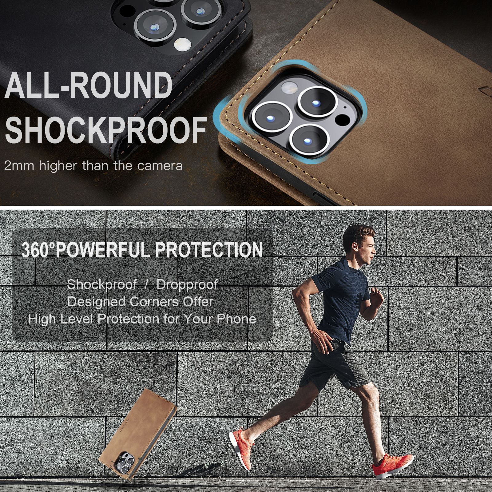 CaseMe 15 Pro Phone Case TPU кожаная задней крышка с магнитным держателем для карт и тест