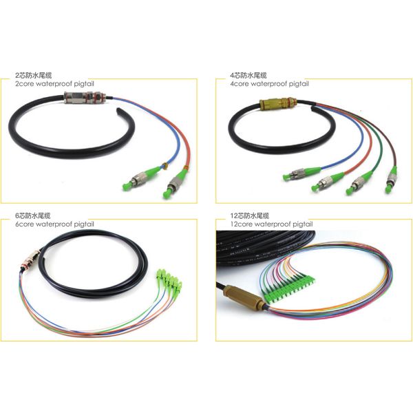 Outdoor 2F 4F Fiber Optic Patch Cables SC Armored Waterproof Pigtail