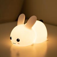 Conejo Silicona Luz Nocturna Para Niños 16 Cambio de color Niños Luz Nocturna USB Niño Niñera Lámpara táctil de la cama Luces nocturnas