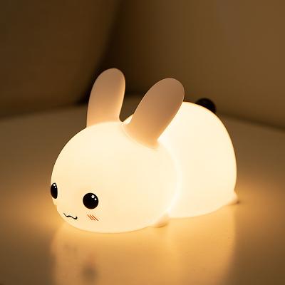 Rabbit Silicone Night Light For Kids 16 Color Changing Kids Night Light USB Baby Nursery Bedside Touch Lamp Night Lights