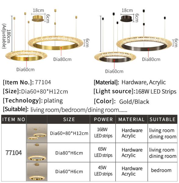 Luxury Crystal Chandelier For Living Room Round Creative Design gold pendant light(WH-CY-219)
