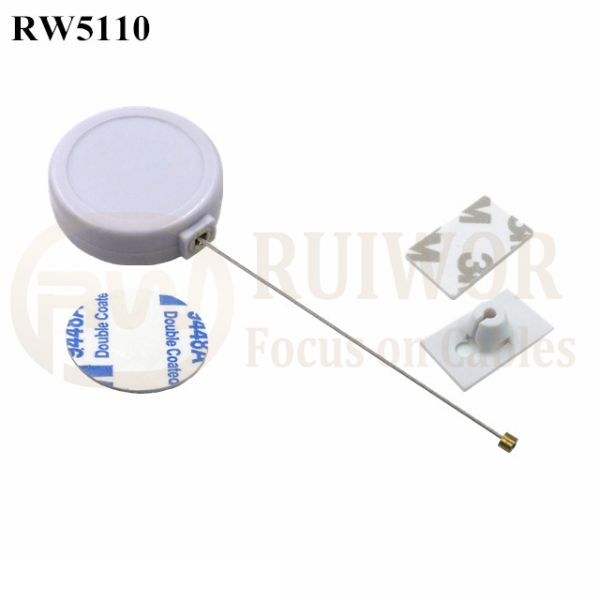RW5110 Round Mini Anti Lost Recoiler Plus 25X15mm Rectangular Adhesive ABS Plate