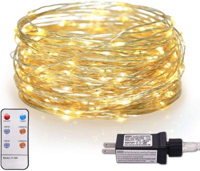 Indoor Fairy LED Remote Control Christmas Lights  DC 3V Yellow 10m Length