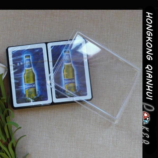 CUSTOM PLASTIC PLAYING CARDS IN PLASTIC BOX FOR  BEER ADVERTISING PURPOSE