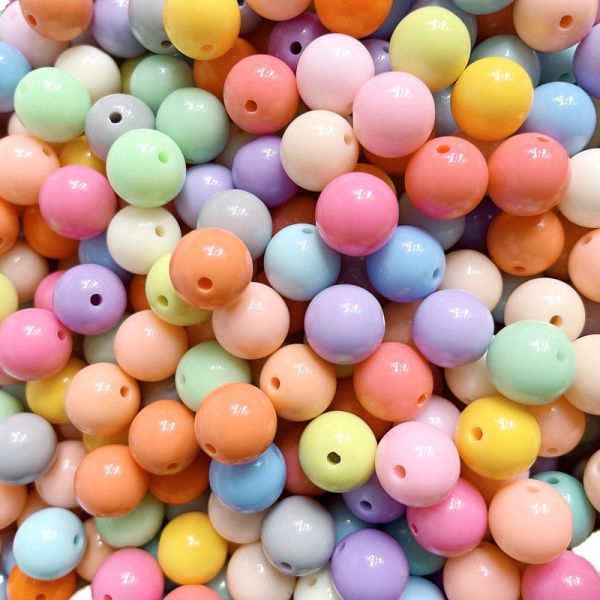 Acrylic Shiny Solid Color Beads Candy Color Nonporous Straight Hole Bead Beads Door Curtain Diy Accessories Wholesale