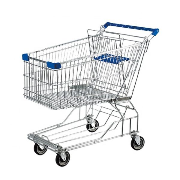 210 Ltr Swivel Metal Grocery Cart With Wheels Shopping Trolley For Luxury Supermarket