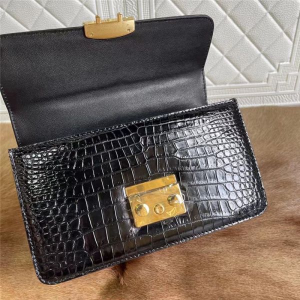 Authentic Alligator Leather Women Flap Purse Female Small Handbag Genuine Crocodile Belly Skin Lady Shoulder Bag