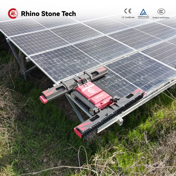 Rooftop Solar Panel Cleaning Robot Battery Powered Dry/Water Mode Photovoltaic Solar Cleaning Robot