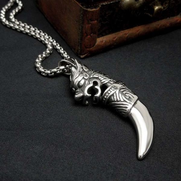 Titanium Stainless Steel Pendant Necklace Dragon Cobbra Wolf Tooth Style(SP183)