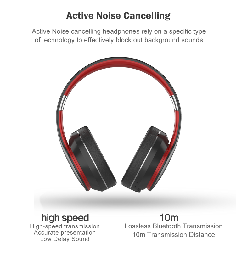 22kHz Active Noise Cancelling Headphones Wireless Over Ear Bluetooth ANC Earphones