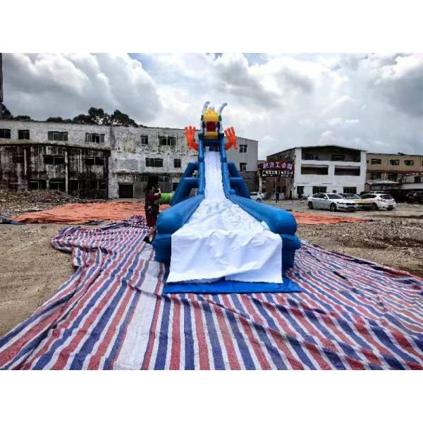 Tobogán acuático inflable, tobogán largo alto, modelo Dragón con PVC grueso, buena calidad, más piscina para niños, parque infantil al aire libre