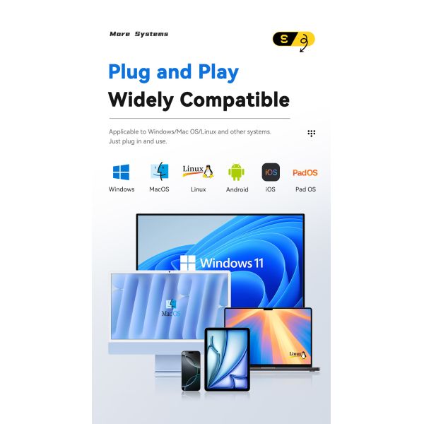 Essager ES-HB04 7-Port USB 3.0 Hub for Laptop PC 5Gbps Data Transfer