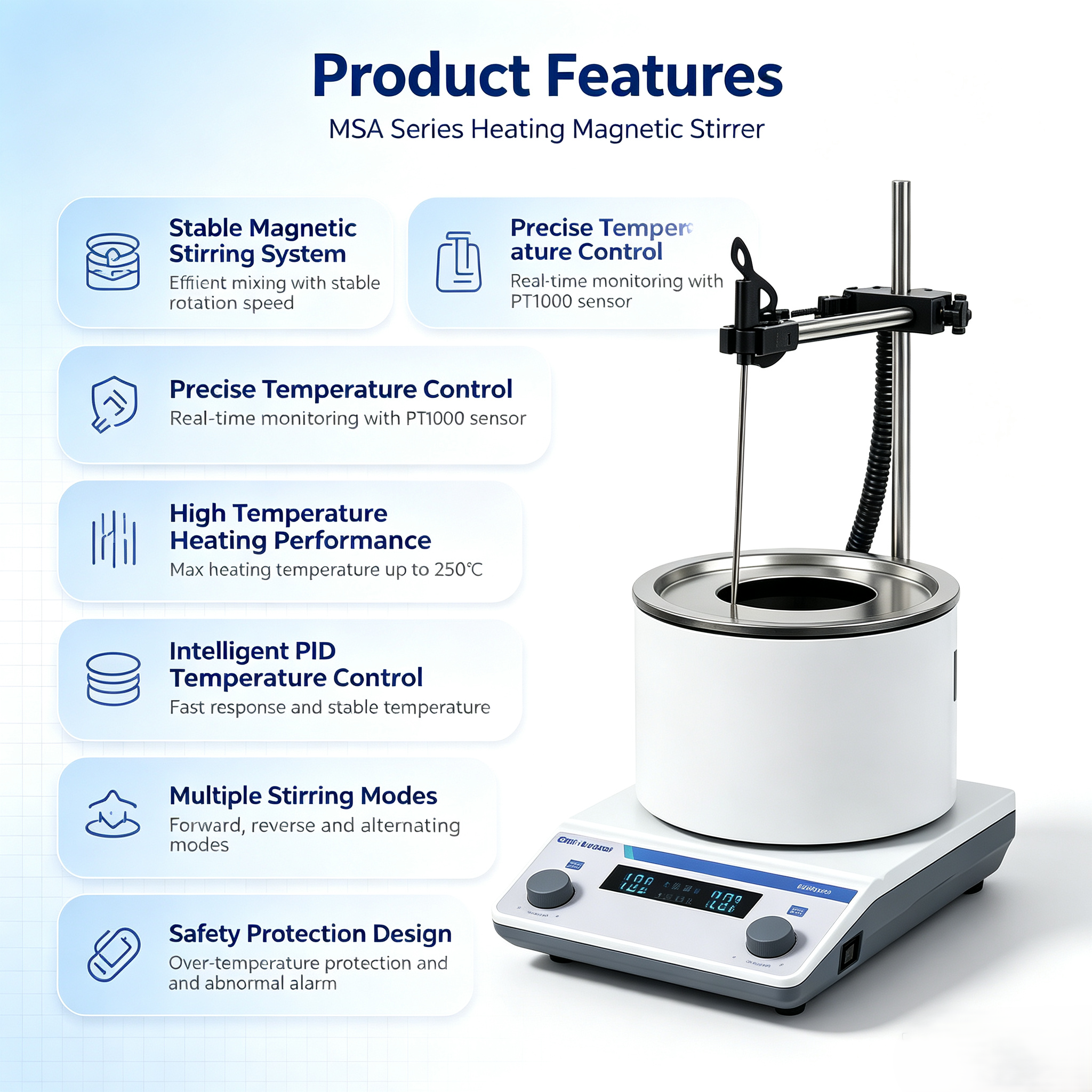 High Temperature 250℃ Laboratory Stirrer with Precise Temperature Control and Brushless DC Motor