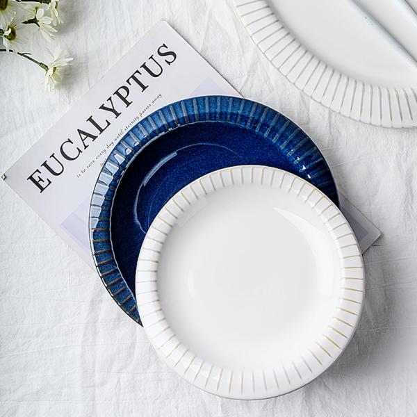 Conjunto de jantar de porcelana azul de forno de 2023 sustentável para experiência de restauração