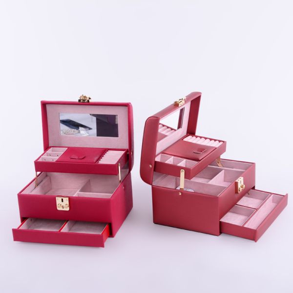 Flannel Interior Travel Size Jewelry Box , Soft Lining Jewelry Carrying Case