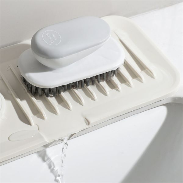 Waterproof Silicone Bottom Mat for Bathroom and Kitchen Countertop Faucet Light Gray