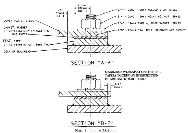 ASTM F1142 скрепило болтами Semi полный оборудовать собрания крышки люка Oiltight Watertight морской