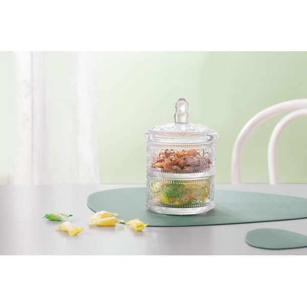 Housewares Stackable Clear Glass Storage Jar 820ml 2 Pieces With Lid