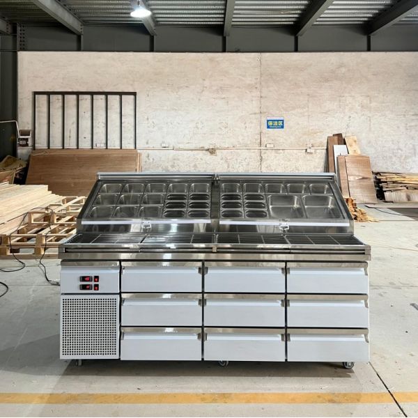 Kitchen SS Under Counter Pizza Prep Table Refrigerator for Salad Bar Sandwich