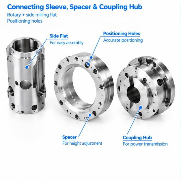 Customized Zero Backlash 6 Axis Robot Joint Flange Shaft Kits with Hollow Design