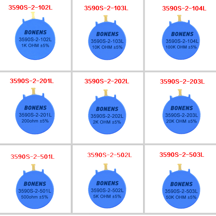 3590S Многооборотный вращающийся потенциометр 10 Поворота 100Ω-100КΩ