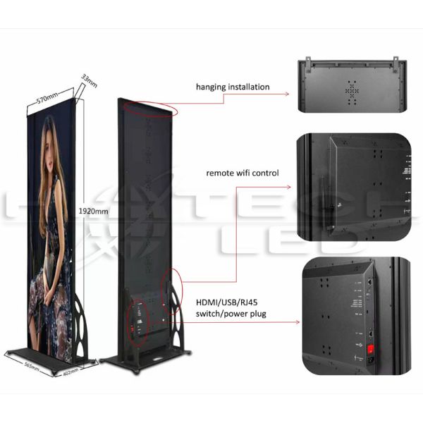 P2.5mm ultra-light, super-thin indoor LED pylon,Indoor Poster LED Display for shops,stores,hotel,exhibition,restaurant