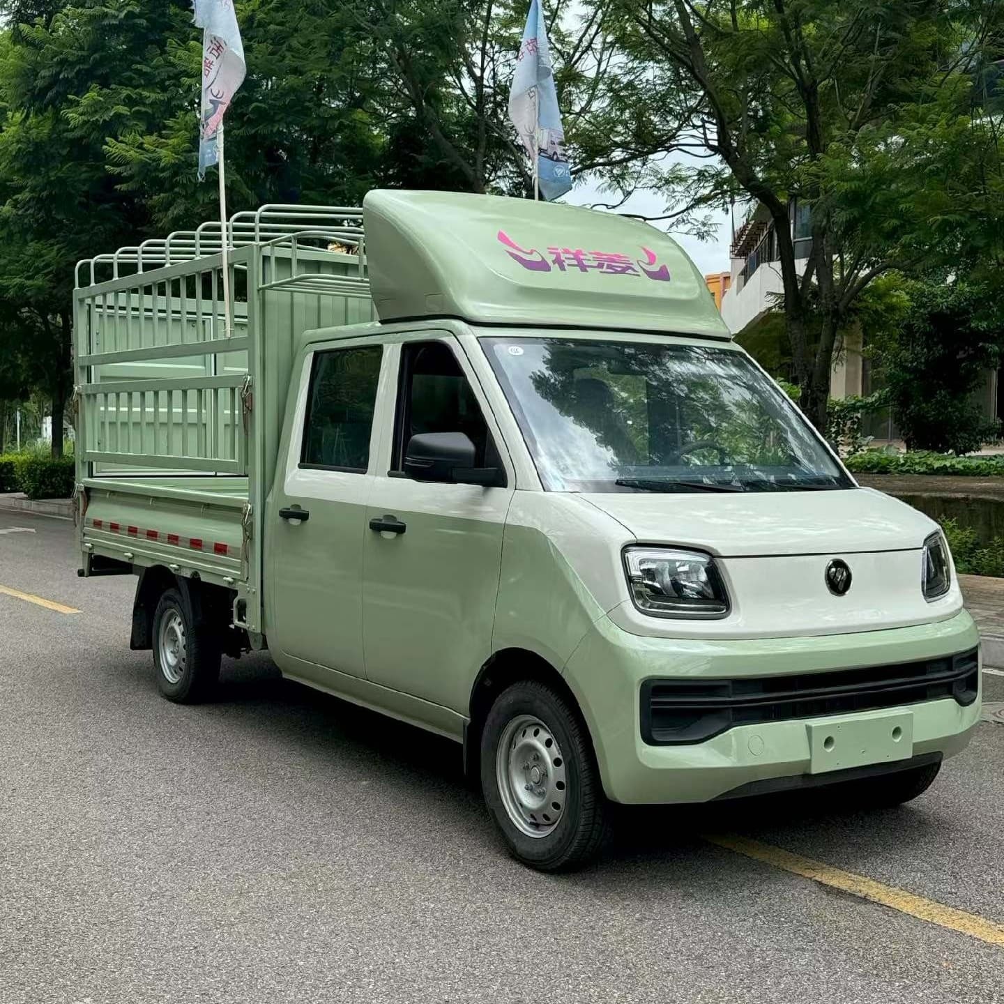 4x2 Double Cab Electric Stake Truck - urban delivery electric vehicle - light electric cargo truck