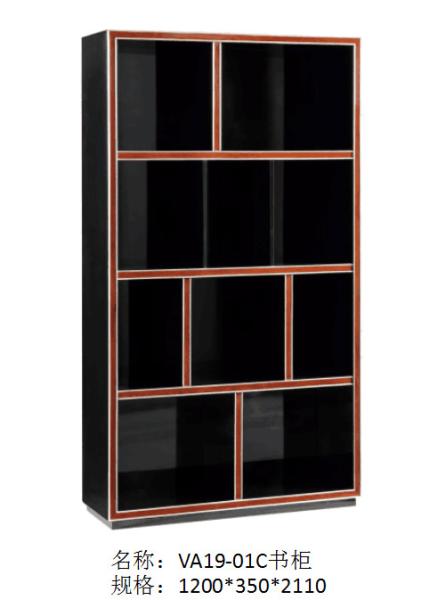 Luxury Furniture Home office Bookcase cabient and Writing desk in Ebony wood glossy painting with Office chairs