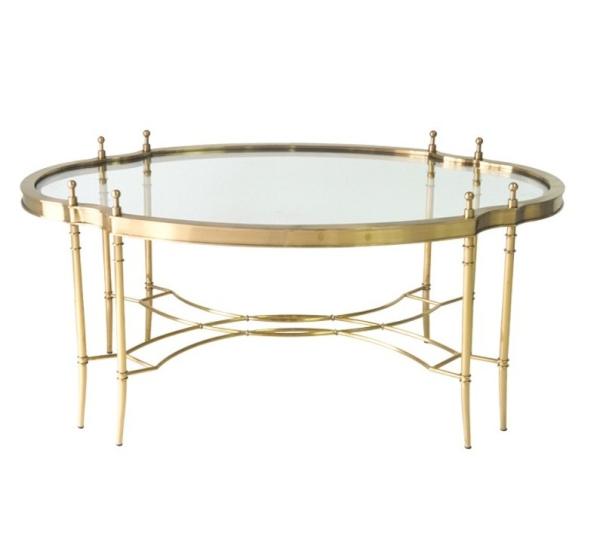Contemporary Oval Shape Glass Top Stainless Steel Frame Coffee Table Vintage table