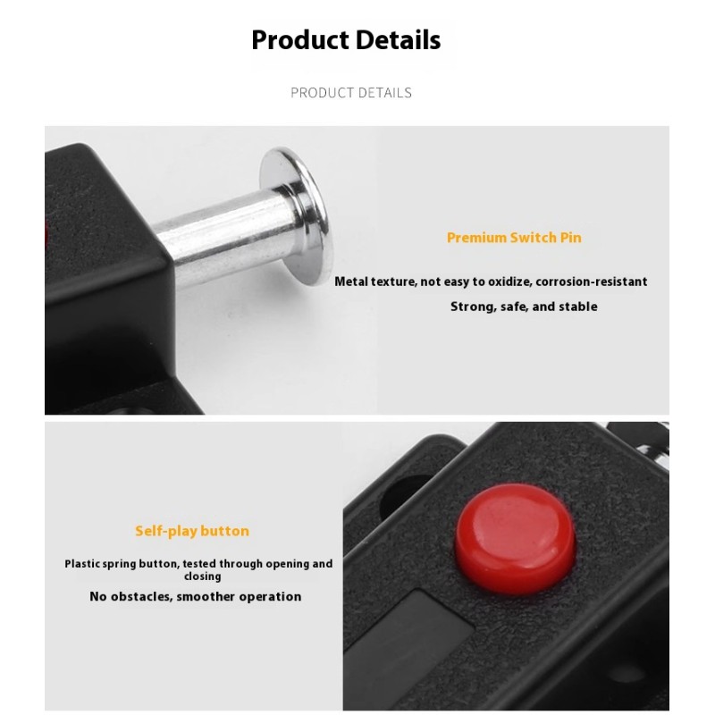 Automatic Modern Durable Button Latch Cabinet Surface-Mounted Plastic Bolt Lock Catch Furniture Hardware Pin Spring Latch