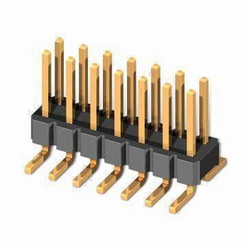 SMT Male Pin Header Connector Right Angle Gold Flash Dual Row Good  Insulation