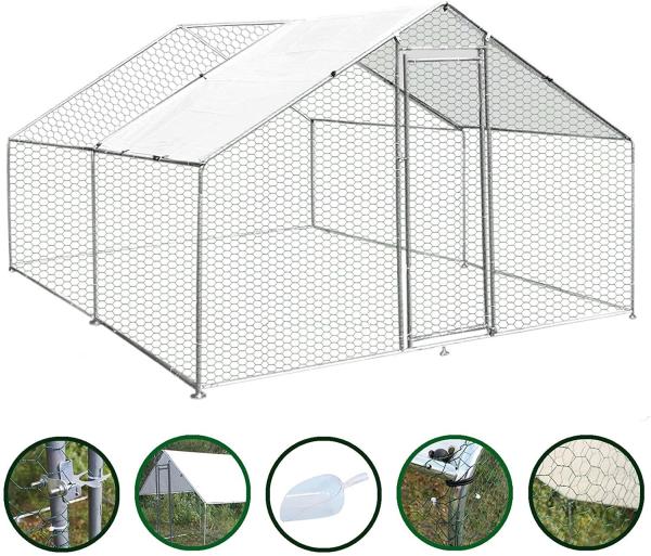 Large Walk In Chicken Cage Run Chicken Coop Run House Shade Cage 4x3m with Roof Cover Backyard