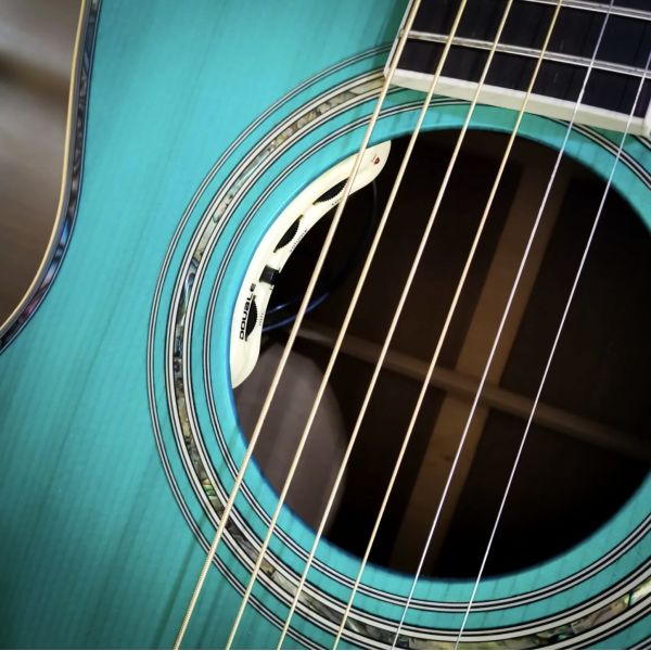 Custom O28 Parlor Solid Rosewood Back Side Acoustic Guitar with 45mm Nut Width small O Guitar in Satin Blue Finishing